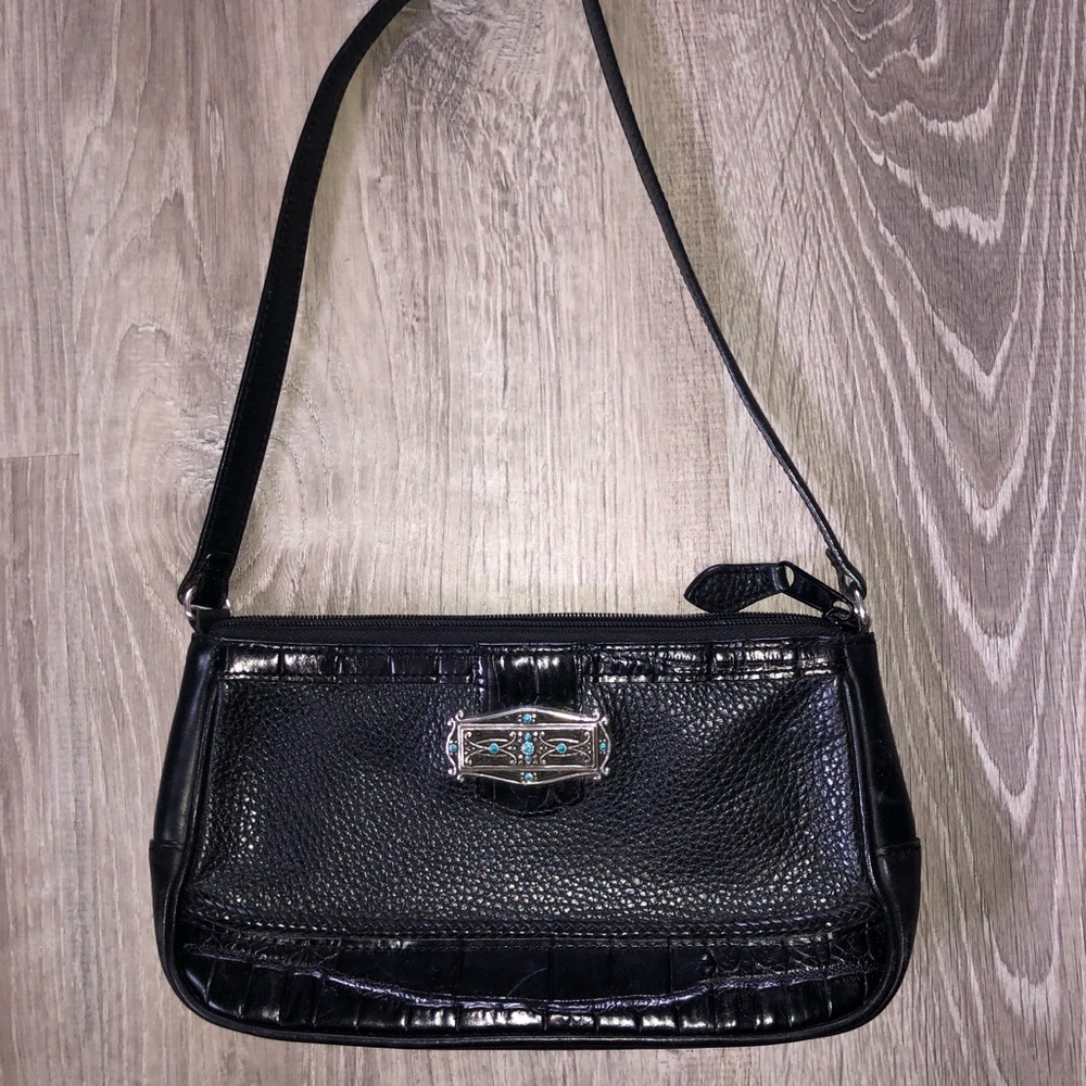 Black Brighton purse with baby blue gems